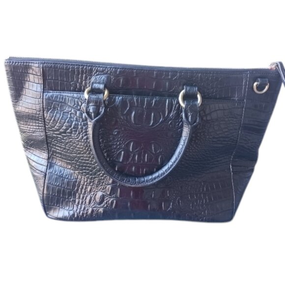 Brahmin Black Melbourne Croc Embossed Satchel - Picture 7 of 8